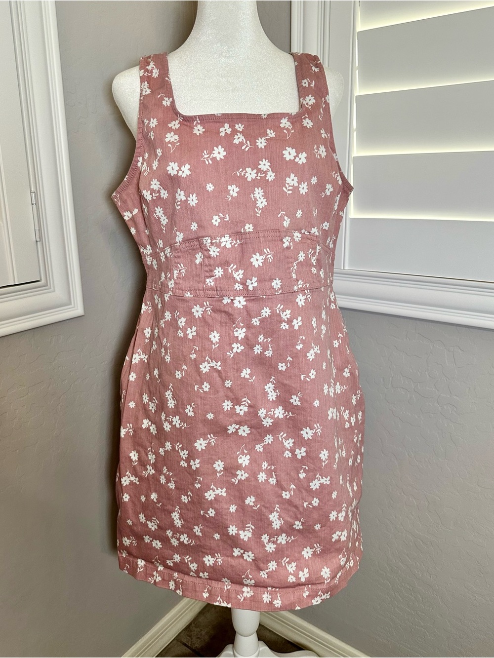 No Boundaries Dusty Rose Floral Denim Dress - Picture 1 of 5